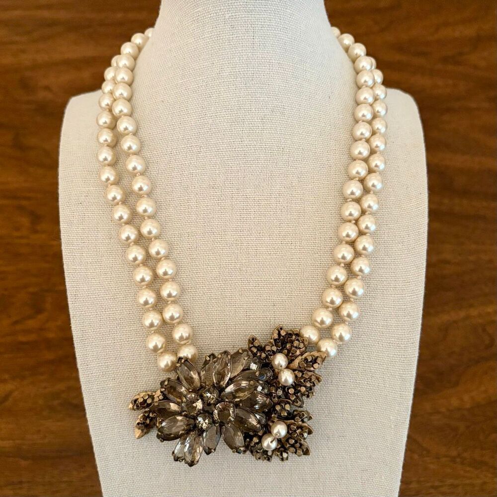 J.Crew | Ornate Pearl Statement Necklace | 18” Adjustable